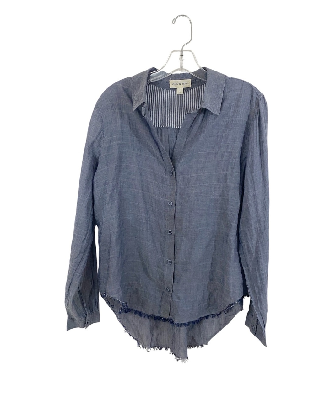 Cloth & Stone Anthropologie Frayed Asymmetric Hem Chambray Shirt Small